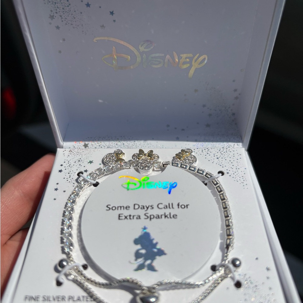 Disney Women's Silver-Plated Sparkle Bracelet And Earrings
